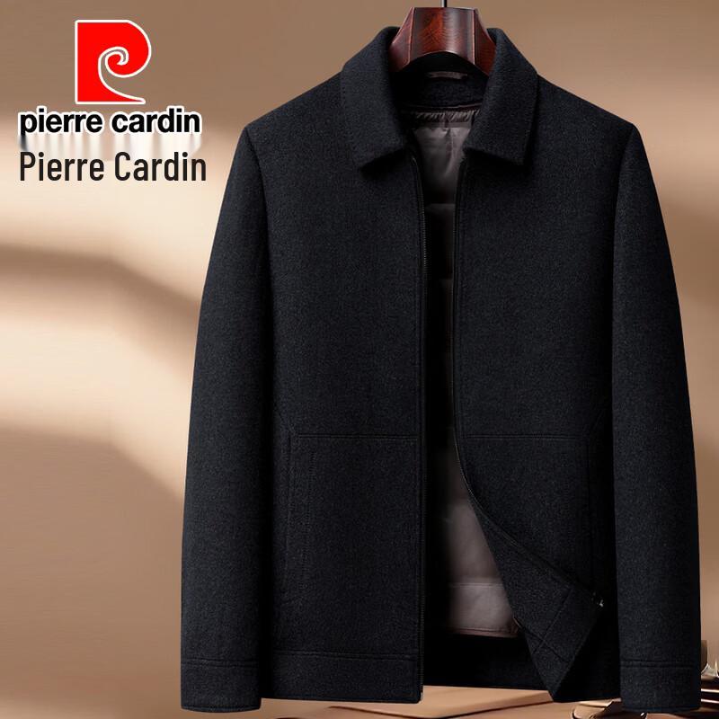 Pierre Cardin Men's Double-Sided Wool-Blend Winter Overcoat with Down Lining