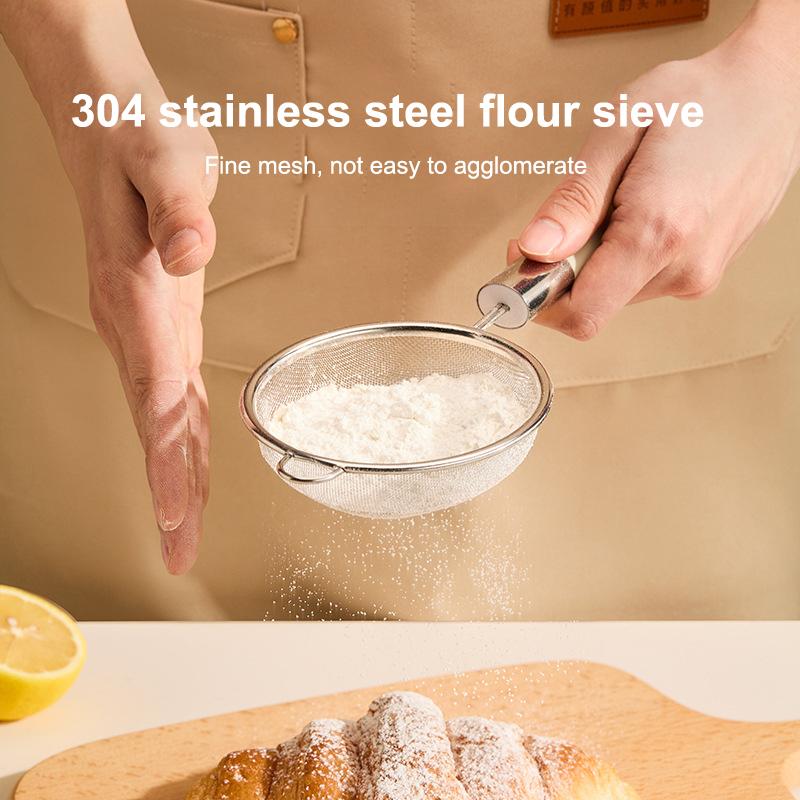1/3 Stück Feines Mehl-Sieb 304 Edelstahl-Sieb Saft Sojamilch-Filter Kunststoffgriff Öl-Sieb Löffel Küchenutensilien