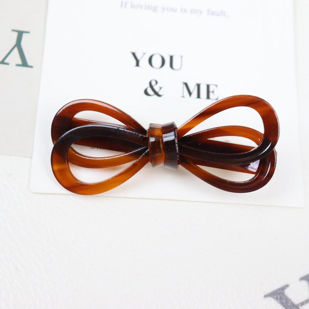 Korean Acetate Duckbill Bow Hair Clip - Sweet Hollow Out Style for Women's Bangs