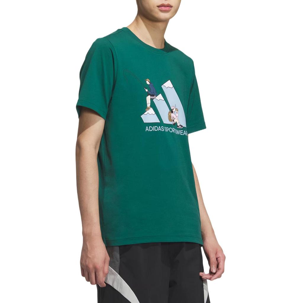 Adidas GRAPHIC SHORT SLEEVE T SHIRT T Shirt Unisex Forest Green KB7750