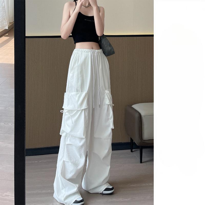 Arbeitshose für Damen Sommer Dünn Neu Hohe Taille Hängefallschirm Weitbeinige Hose zum Abnehmen Schnelltrocknende Sporthose