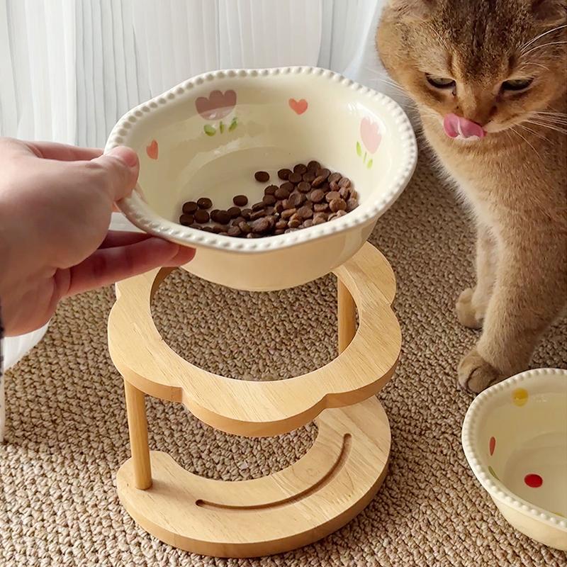 Ceramic Pet Cat Bowl Pet Drinking Water Feeding Bowl Ceramics Cat Food Dog Food Utensils Cat Dog Pet Supplies Accessories