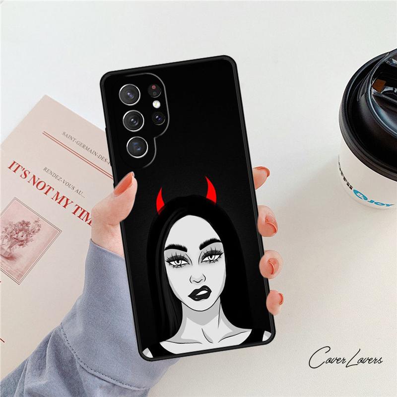 Devil Angel phone case For Samsung Galaxy S24 S25 S23 S22 Ultra Note 10 20 Plus S20 S21 FE Cover