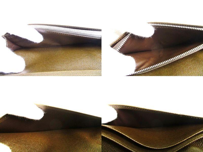 Authentic LOUIS VUITTON Dark Brown Taiga Leather Long Wallet Portefeuille Brazza #9498  Refurbished