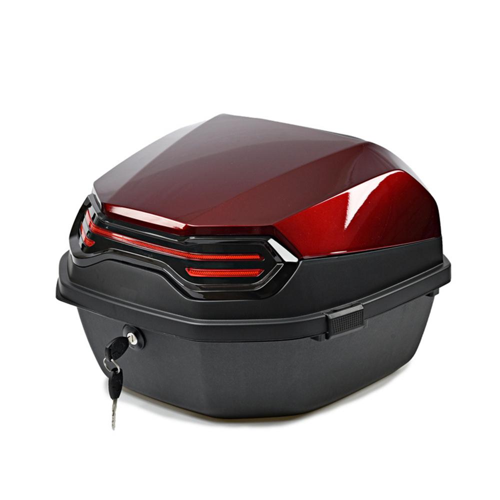 Motorcycle Tail Box - Large Capacity, Durable Material, Waterproof Design, with Night Reflective Light