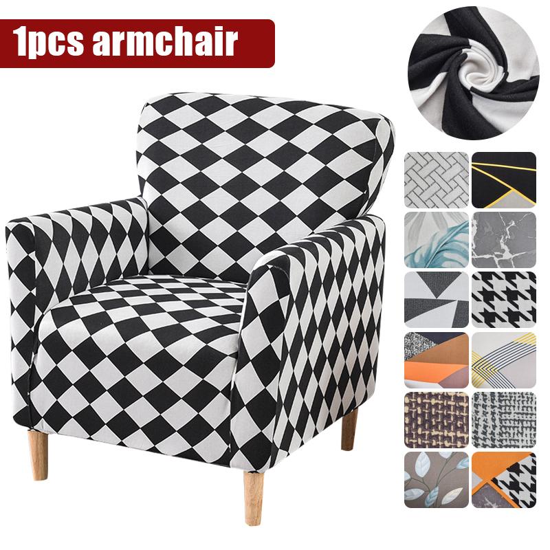 Banquet Armchair Slipcovers Printed Stretch Sofa Covers for Living Room Anti Slip Soft Slipcover Kids Pets Furniture Protector
