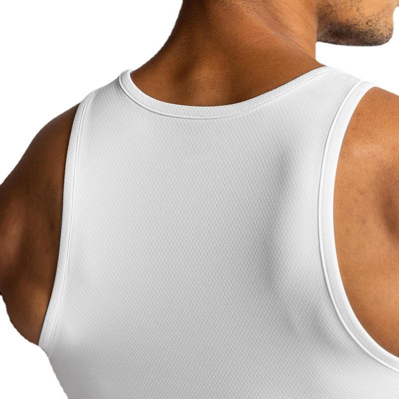 Muscleguys Men's Fitness Breathable Vest Summer Thin Section Slim Sports Solid Color Bottoming Sweatshirt