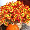 2Pcs Fake Bouquet Mixed Color Pansy Outdoor Eucalyptus Realistic Autumn Red Artificial Flowers Home Garden Decoration