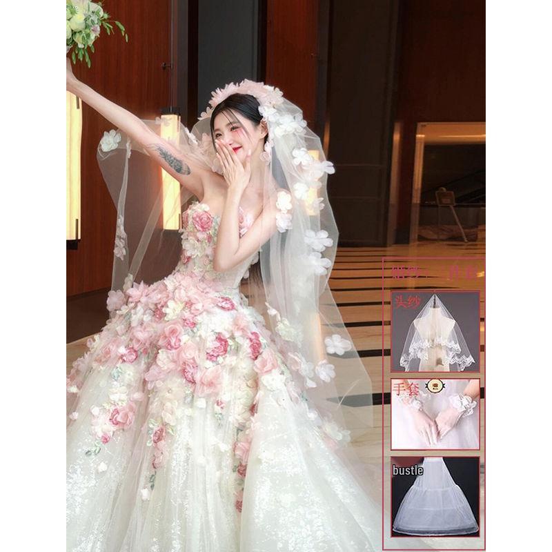 Luksusowa francuska mała suknia ślubna 2025: Uciekająca Księżniczka Suknia Ślubna z Wykwintnym Wykonaniem