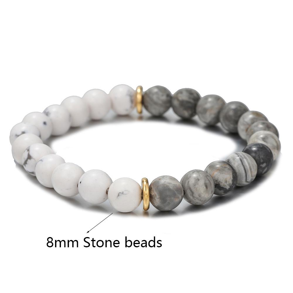 Volcanic and Black Iron Stone Couple Bracelets - Shining Gemstone Style.
