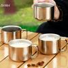 1Pcs Pure Titanium Double-Wall Mini Coffee Mug,Handheld Water Cup Silver-Gray Drinking Office Tea Mug 100ml Exquisite Coffee Cup