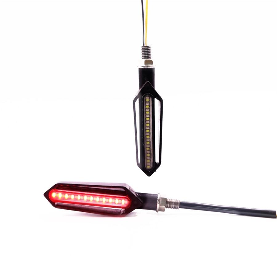 2X Dual Colors 24 LED Motorcycle Brake Taillight Flasher Strobe Turn Signal Lamp