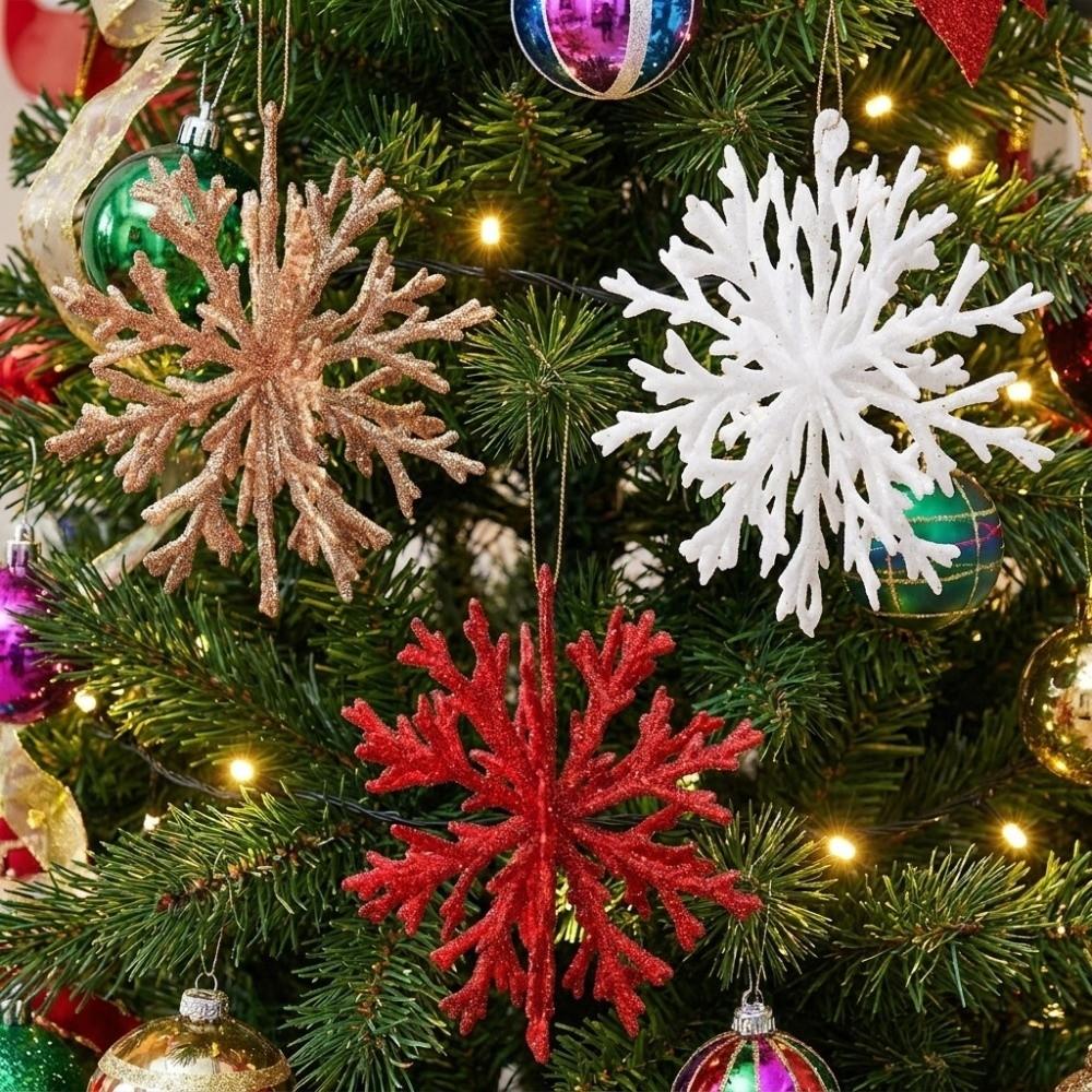 Glitter Finish Snowflake Hanging Ornament 3D Design Glitter Snowflake Decoration Home Decor