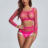 Women's Sexy Lingerie Floral Lace Cup Line Mesh Two-piece Set Elegant Printing Sexy Lingerie