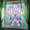 Floral Pattern Static Window Stickers Glass Block Design Decorative Sticker  Home Decoration