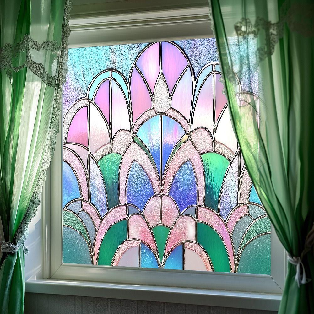 Floral Pattern Static Window Stickers Glass Block Design Decorative Sticker  Home Decoration