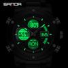 SANDA Men's Multi-Time Zone Steel Band Watch - Luminous, Waterproof, Alarm & Stopwatch Features