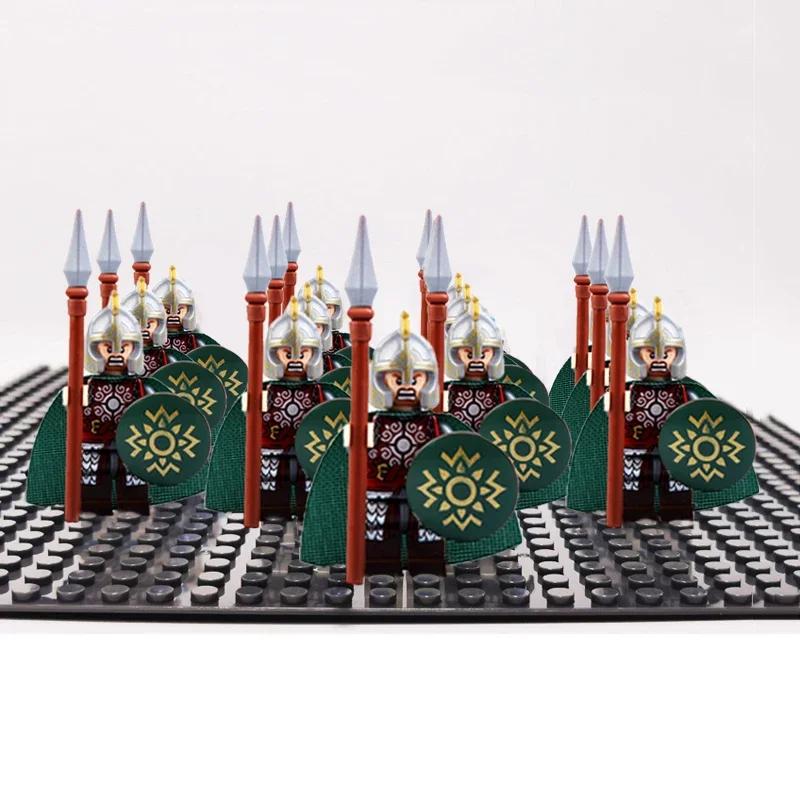13ks Gondorská bojová stráž Vlastná pechotná armáda Vojak VS Sparťania Rímania Rytieri Bojovník z Rohanu Figúrky Stavebnice Hračky pre deti