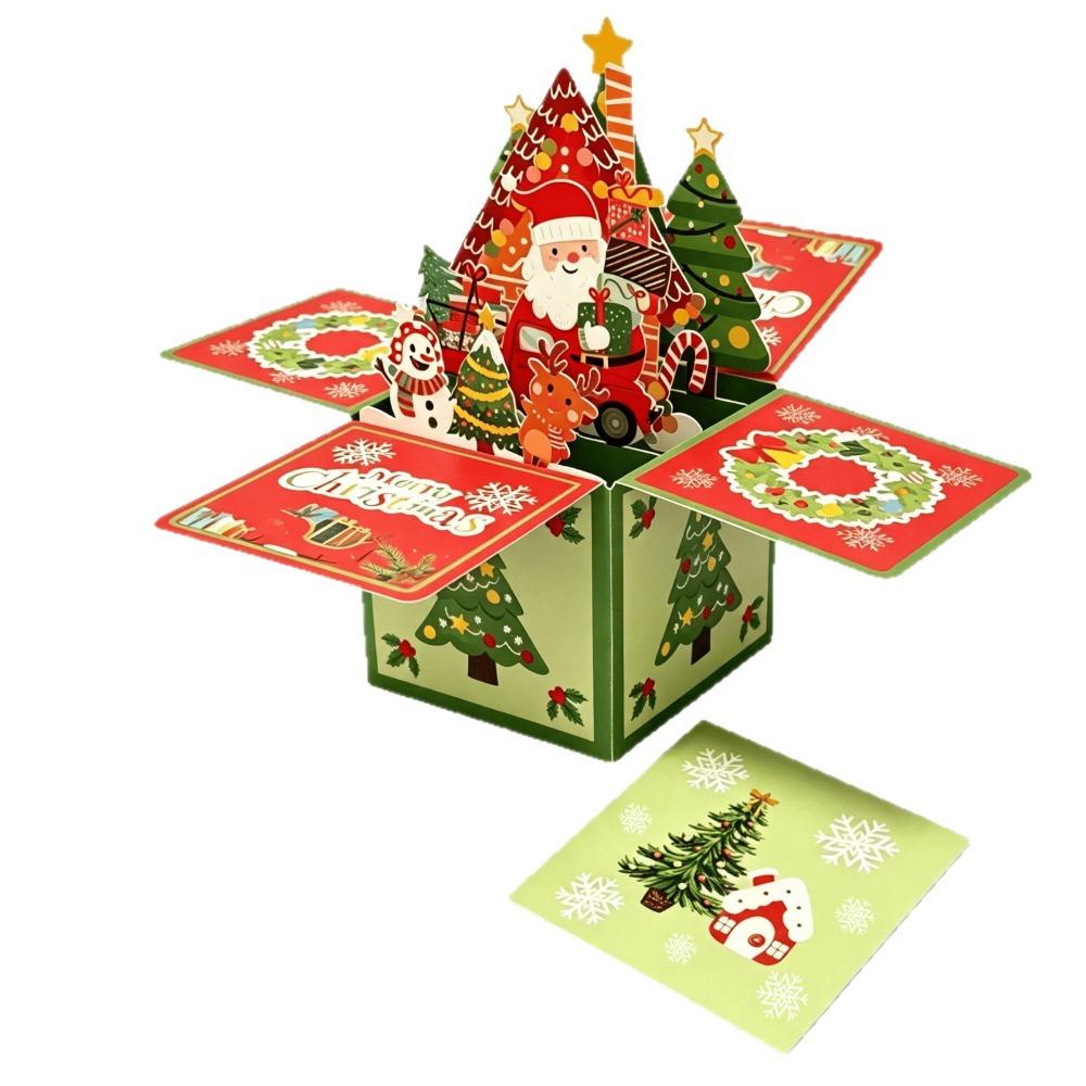 Hot Stamping Christmas Greeting Card Hollow Paper Carving Popup Card Holiday Greeting