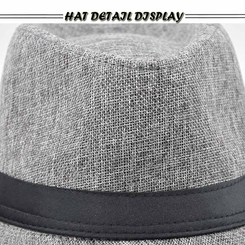 British Style Linen Fedora: Cross-border Gift for Middle-aged and Elderly; Outdoor Sun Protection Panama Performance Hat.