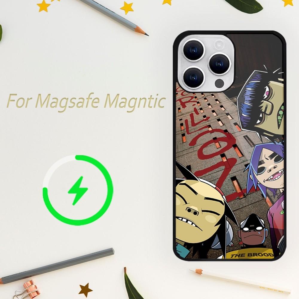 

Чехол для телефона Rock Band Gorillaz для iPhone 15 14 13 12 11 Plus Pro Max Magsafe с магнитной беспроводной зарядкой iPhone12