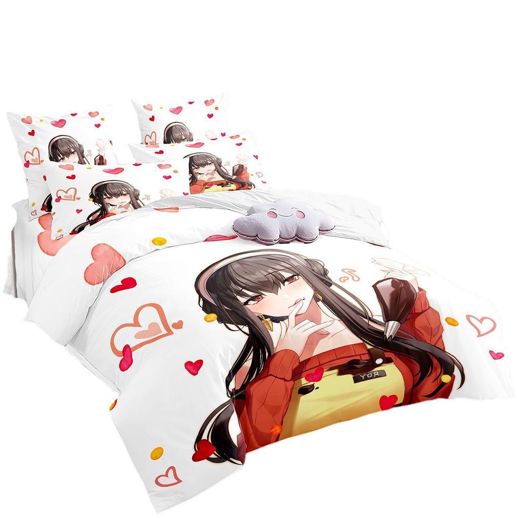 Kawaii Loid Forger Anya Duvet Cover with Pillowcases Anime Spy X Family Bedding Set Girls Boy Kid Set Quilt Cover Set