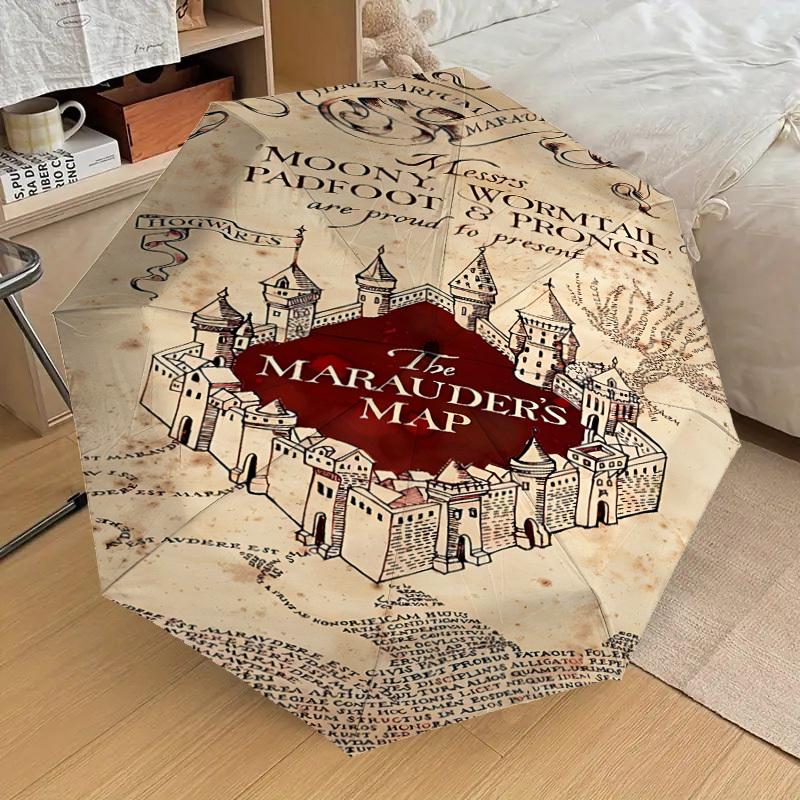 1PC MARAUDER'S MAP Umbrella-8-Rib Reinforced, Automatic Open, Lightweight & Durable, Cute Fashion Accessory for Outdoor, D2615