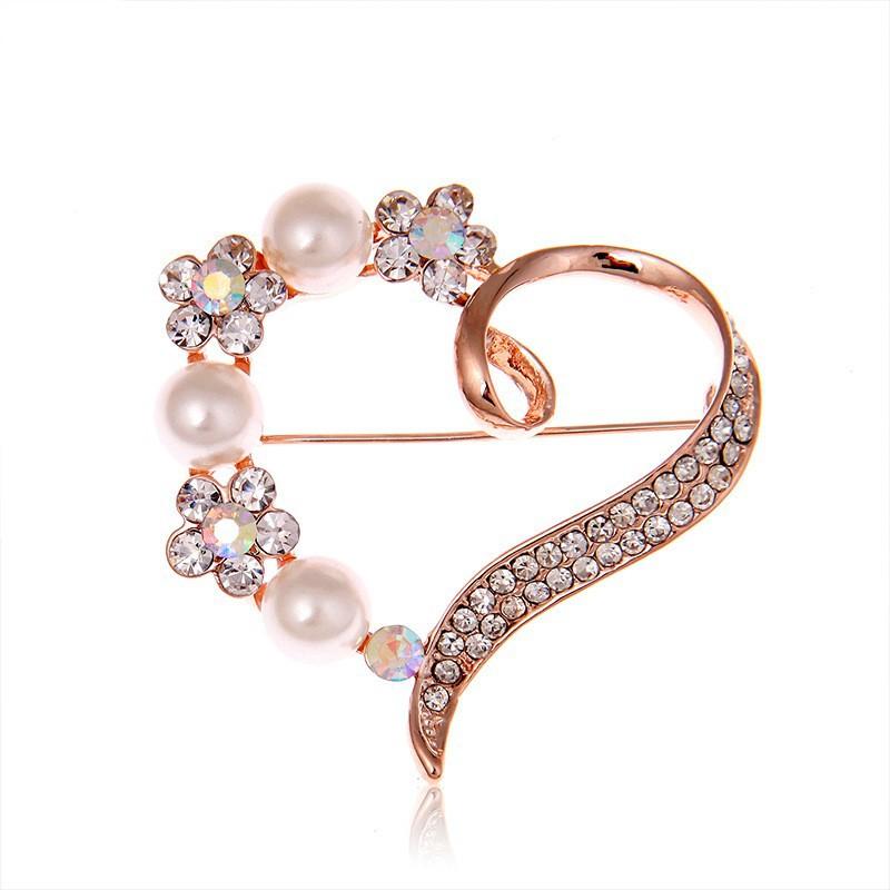 Xiaoxiangfeng Heart-shaped Brooch, A Versatile and Fashionable Women's Pearl Brooch with Anti-exposure Pins