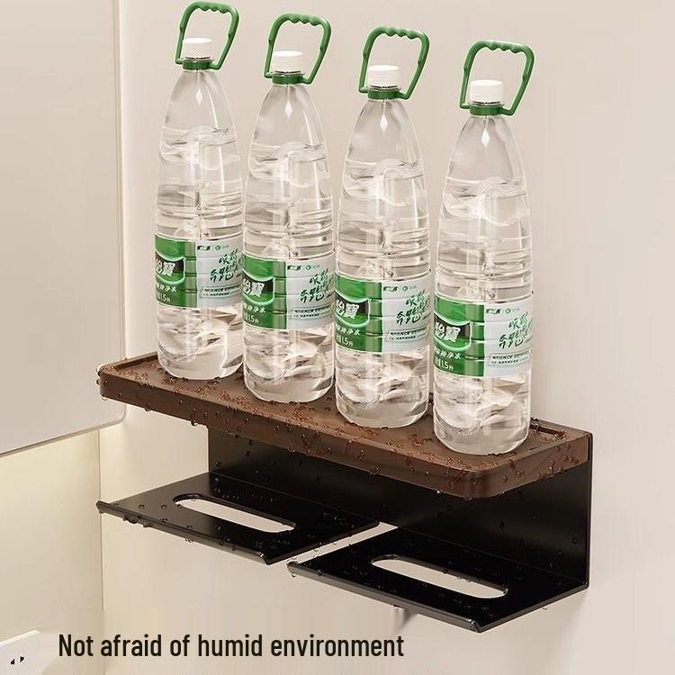 Punch-Free Walnut Toilet Paper Holder & Hand Wash Storage Rack