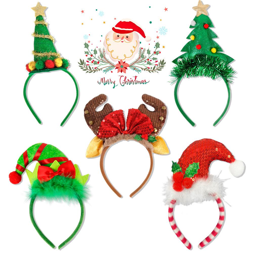 Elf Hat Christmas Headband - Festive Headwear for Kids & Adults, Party Supplies with Santa Claus Leg Design
