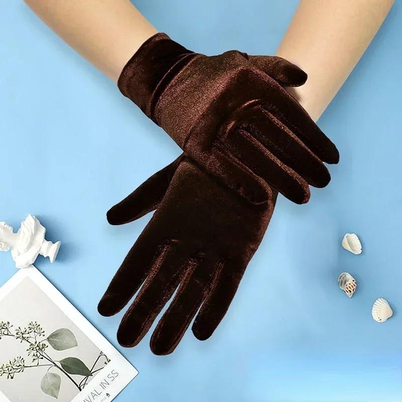 Kurze Opernkostümhandschuhe Samthandschuhe für Damen Flapper Dehnbare Handgelenklänge Banketthandschuhe Teeparty