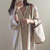 Korean Chic Loose Lazy Style Niche Cotton Linen Shirt Dress Women's Mid-Length V-Neck Knee-Length White Dress
