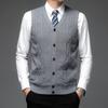 Men S Sleeveless Knit Cardigan Vest Solid Color Casual Style