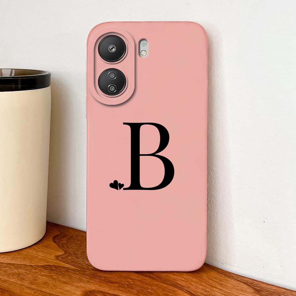 For POCO C65 C75 C55 Case Little Heart Letters Phone Housing For POCO C 75 4G 5G Soft Liquid Silicone Full Protection Back Cover
