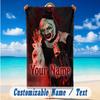 Beach Towel Custom Name Text, Quick Dry Large Towel For Beach HomeTerrifier Art the Clown