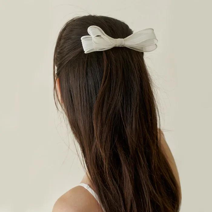 Romantic Double Ribbon Pin - Cream