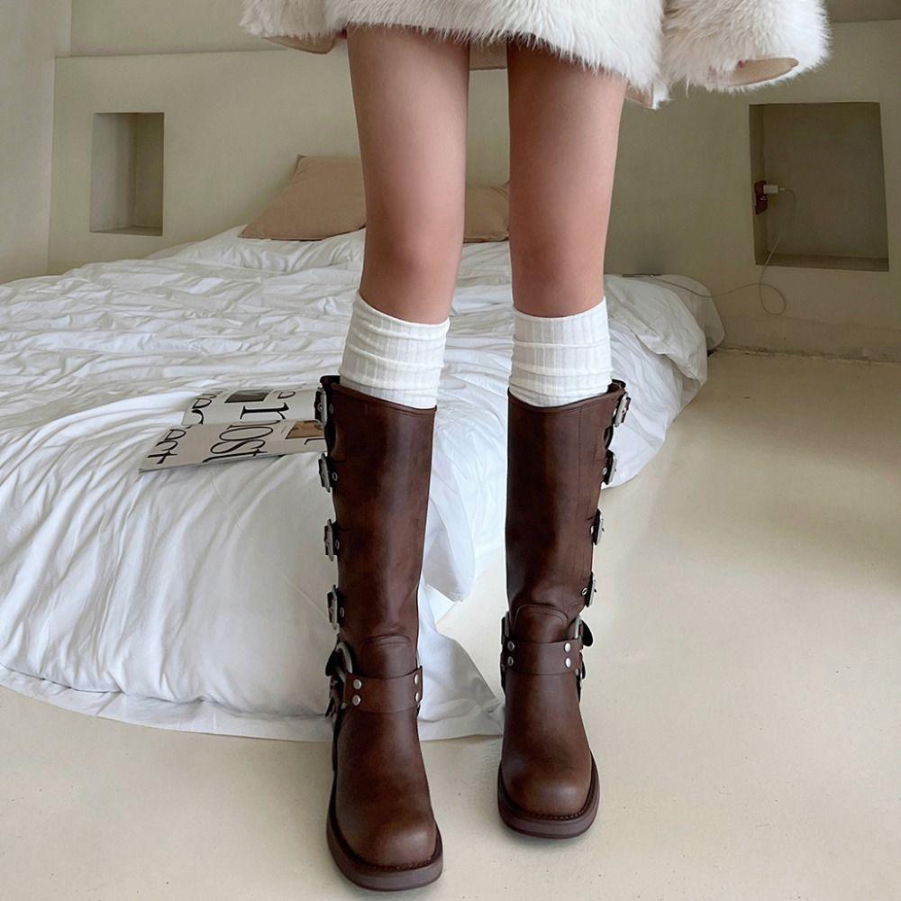 Keep Warm Knee-high Socks Solid Color Calf Socks Fashion Long Tight Socks  Fall Winter