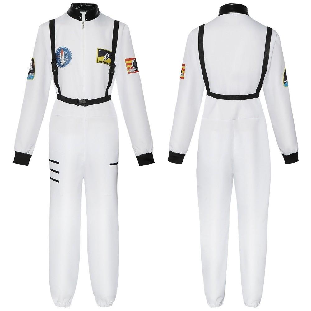 Zip Closure Spaceman Jumpsuit Dress Up Spacesuit Outfit Astronaut Costume Bodysuit Kids Adults