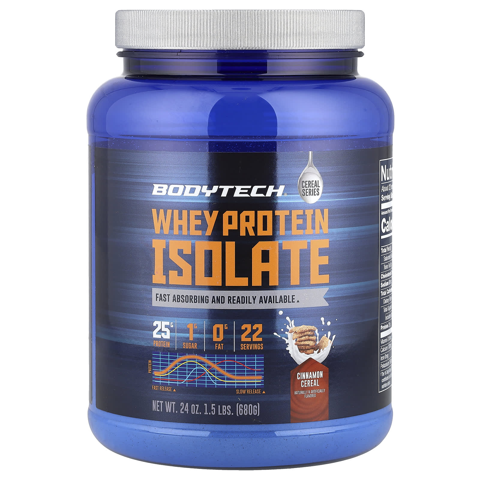 

BodyTech, Ізолят сироваткового протеїну, Кориця та злаки, 1,5 фунта (680 г)