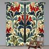 Set Of 2 Boho Style Red Flower Retro Curtain Original Design Abstract Shading Suitable Kitchen Bedroom Living Polyester Ideal For