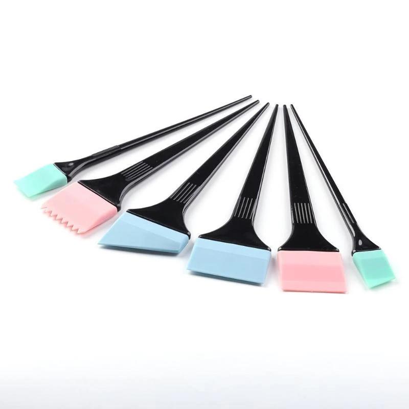 

6 шт./компл. мягкая силиконовая кисть для окрашивания волос, прочная термостойкая краска для крема, венчик для смешивания, инструмент для парикмахерской укладки