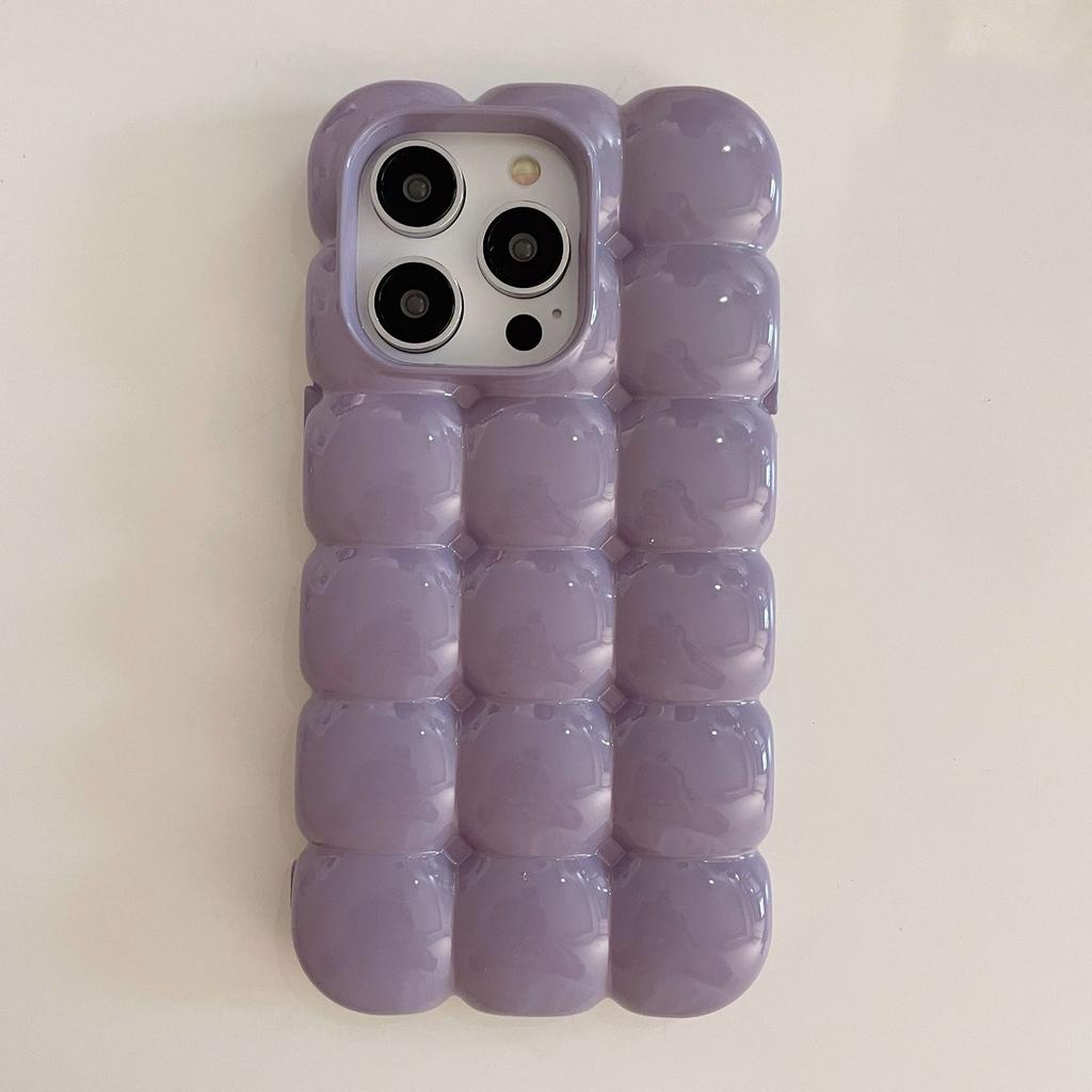 Cute Stylish Bread Chocolate Block 3D Phone Case For iPhone 14 13 12 15ProMax 11 Glossy Protective Cover Fundas INS Solid Color Macaron Egg Waffle