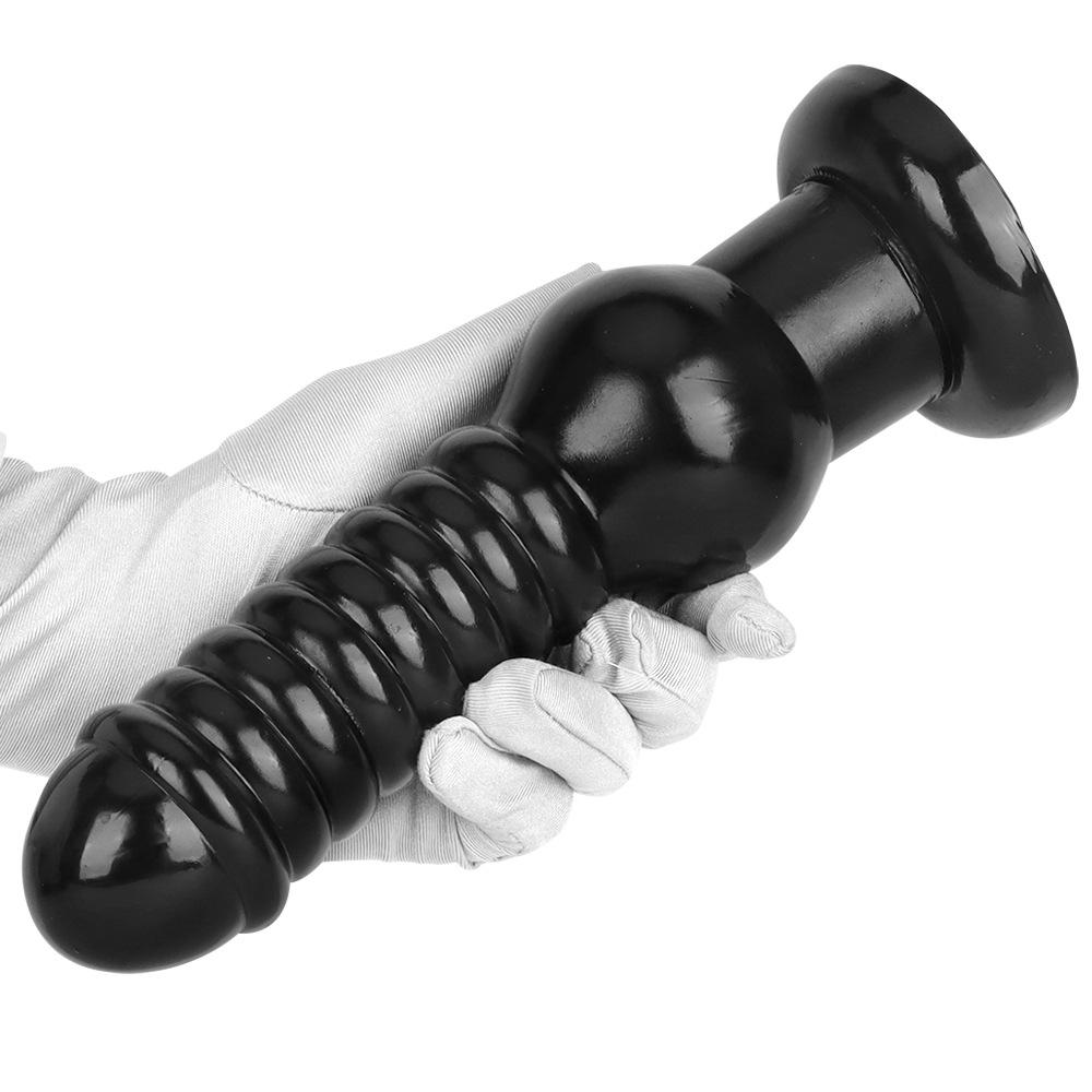 24.5cm Black PVC Beaded Dildo Masturbator Butt Plug Anal Dilator Sex Toy Realistic Dick Big Penis