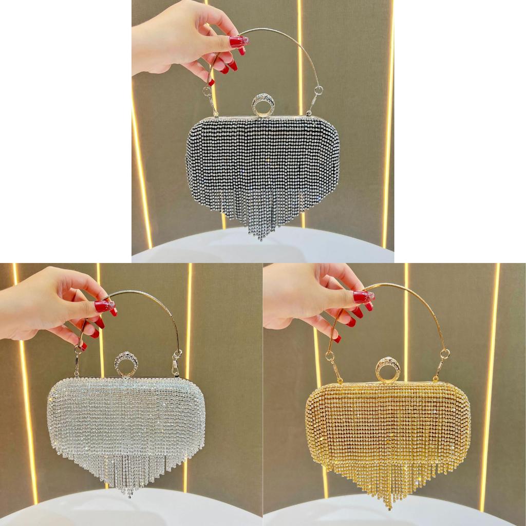 Borsa da Principessa KTV Pochette da Sera con Strass Scintillanti e Frange per Eventi Formali