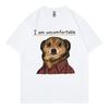 I Am Uncomfortable Funny Dog Meme T Shirt High Street Fashion Trend Short Sleeve Tshirts Unisex Unisex Casual Loose Cotton Tshirt