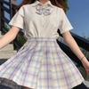 Authentic Japanese JK Plaid Mid-Length Student Uniform Set with Pleated Sailor Skirt