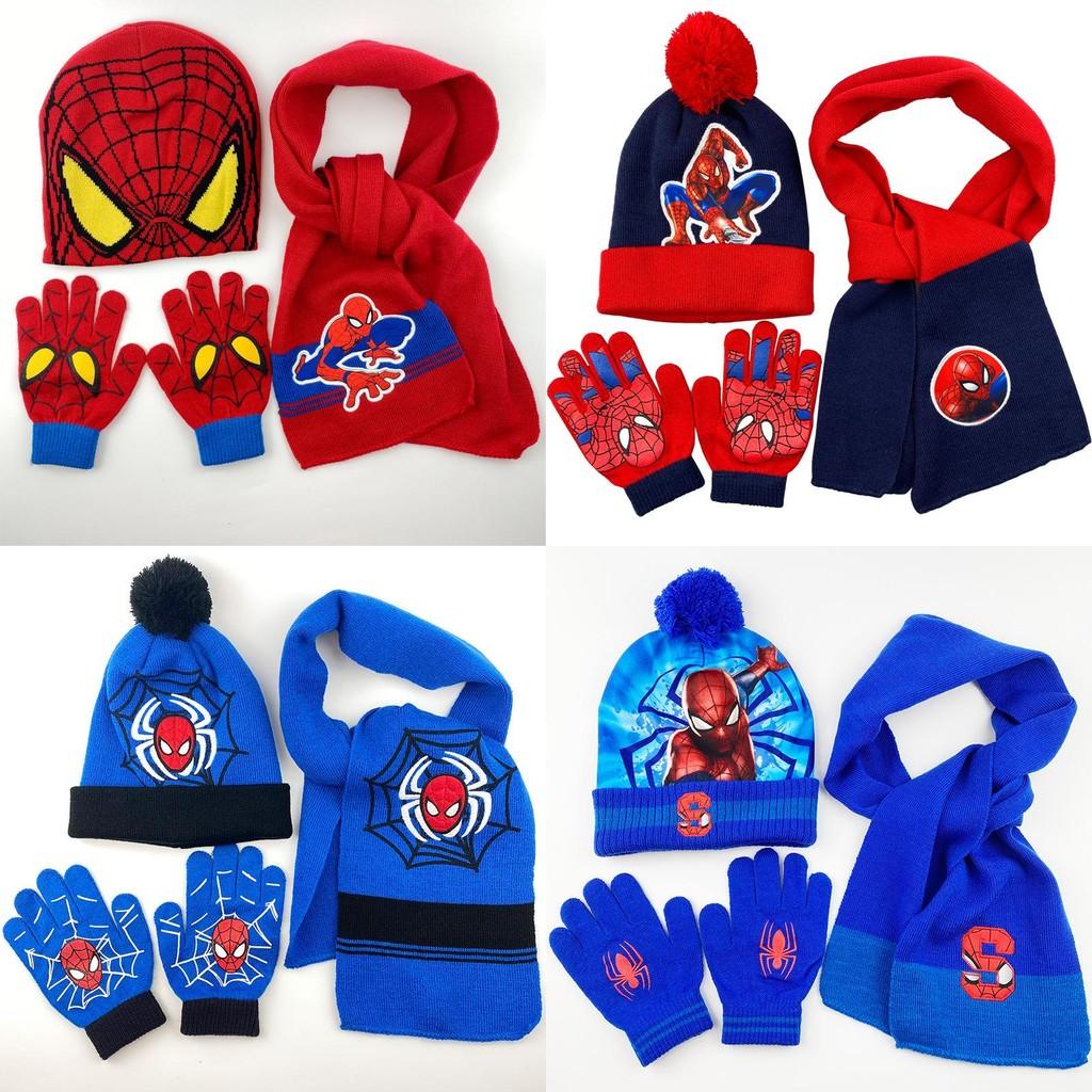 Cozy And Colorful Spider Man Knit Hat Scarf And Gloves Set For Boys Autumn Winter Outdoor Fun