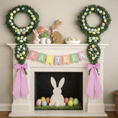 2 Pezzi Autunno Ringraziamento Stampa Plaid Cintura Ghirlanda Nastro Farmhouse Fai da Te Artigianato Monogramma Decorazione Autunnale per Esterno Interno