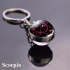 Holder Men Women Glass Ball Pendant Leo Jewelry 12 Constellation Keychain Zodiac Keychain Key Rings
