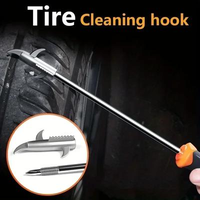 Herramienta para limpiar piedras de neumáticos de coche, gancho para limpiar piedras, gancho para limpiar ranuras y hebilla para quitar piedras.